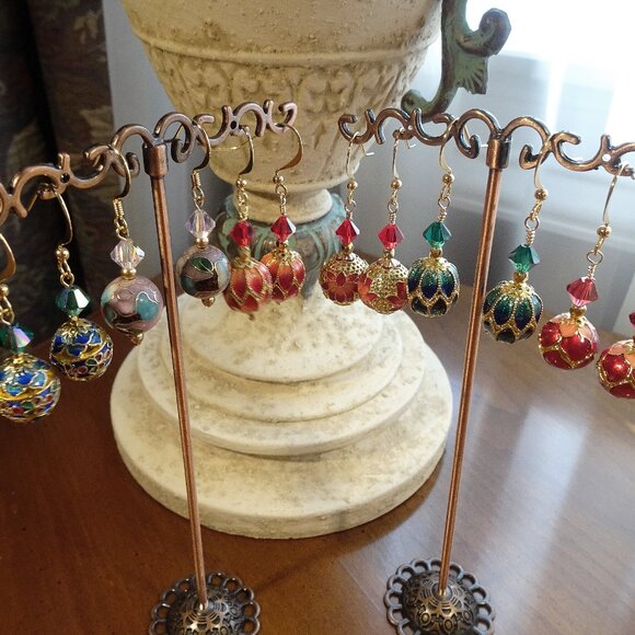 Cloisonne earrings in six handcrafted artisanal designs - Picture 5 of 15